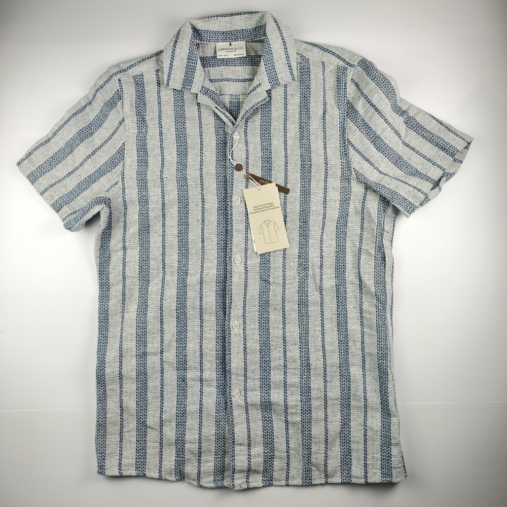 Larsson & Co Premium Striped Resort Collar Shirt S NWT Casual Summer Lifestyle